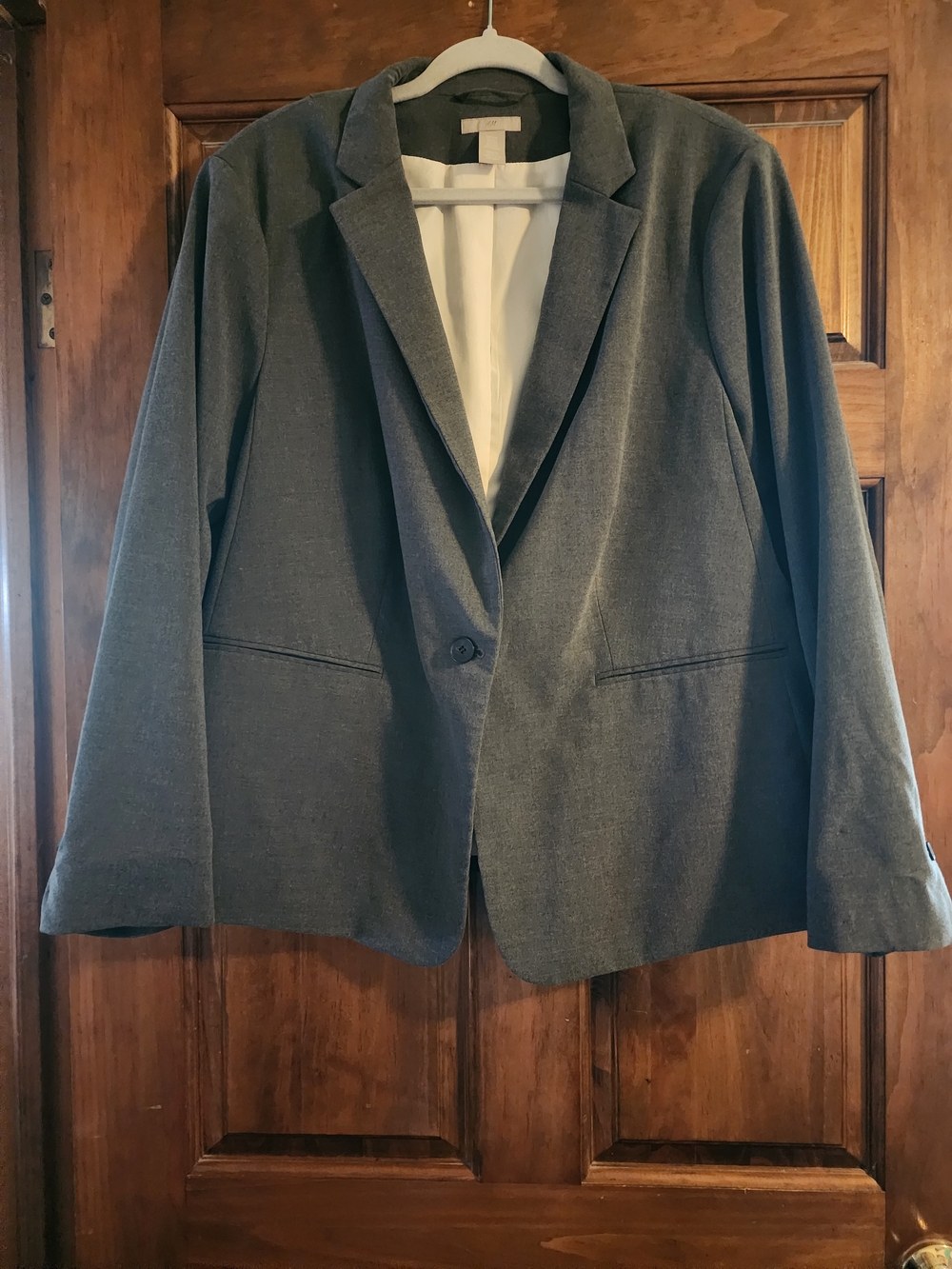 H&M XXL Charcoal Gray Single Button Blazer Jacket Womens